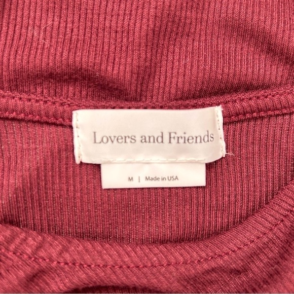 Lovers and Friends Venetian Dress Ribbed Burgundy Bodycon Long Sleeve Ruched M - Picture 11 of 13